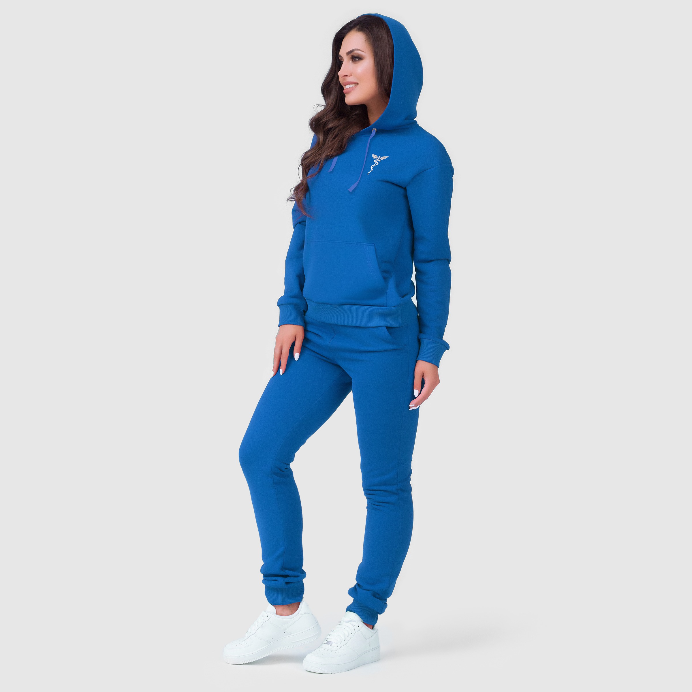 The,Beautiful,Girl,In,A,Blue,Sports,Suit,With,A