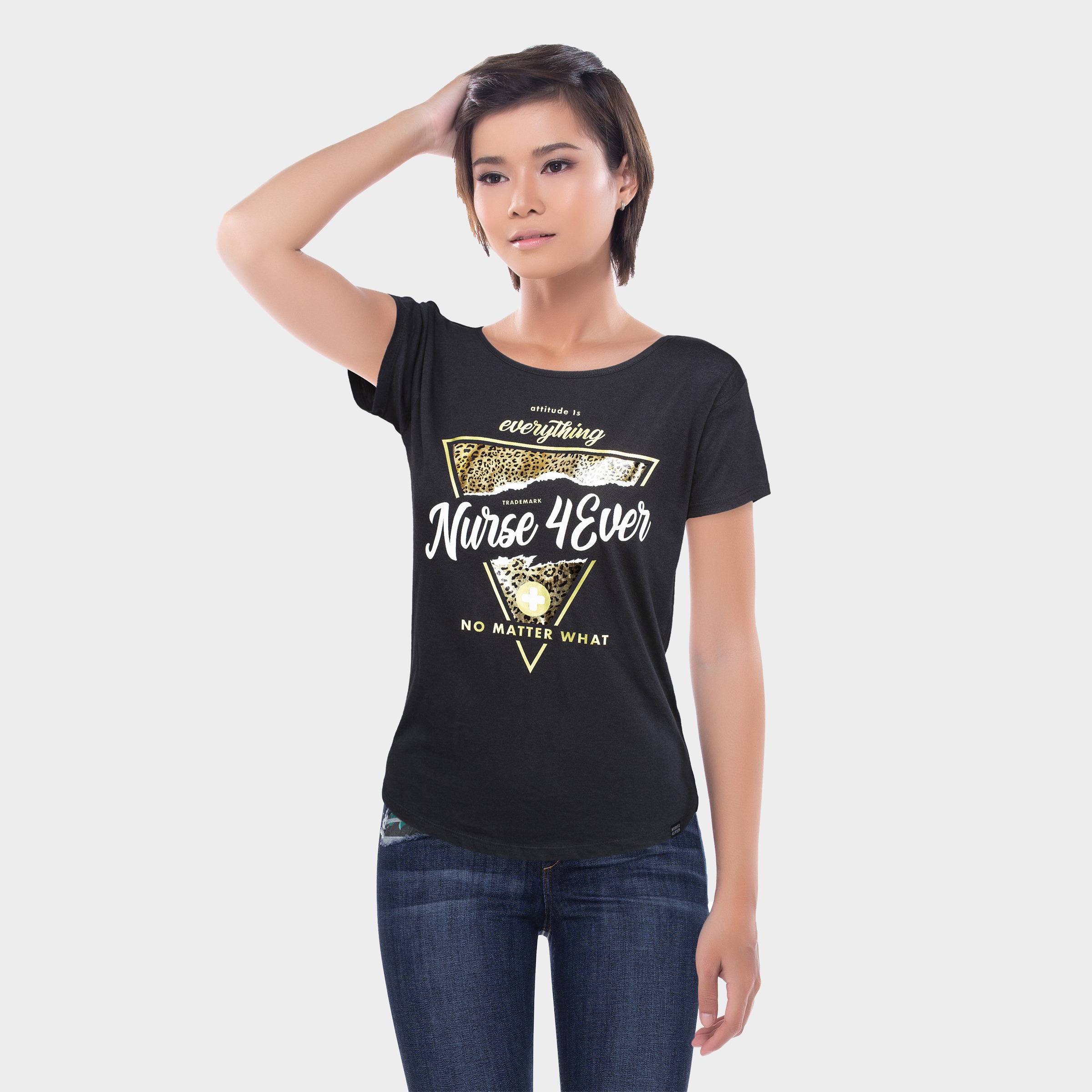 Attitude Is Everything <br> Scoop Neck Black Tee